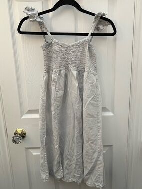 Light Blue/Grey Smocked Sundress with Ruffled Straps